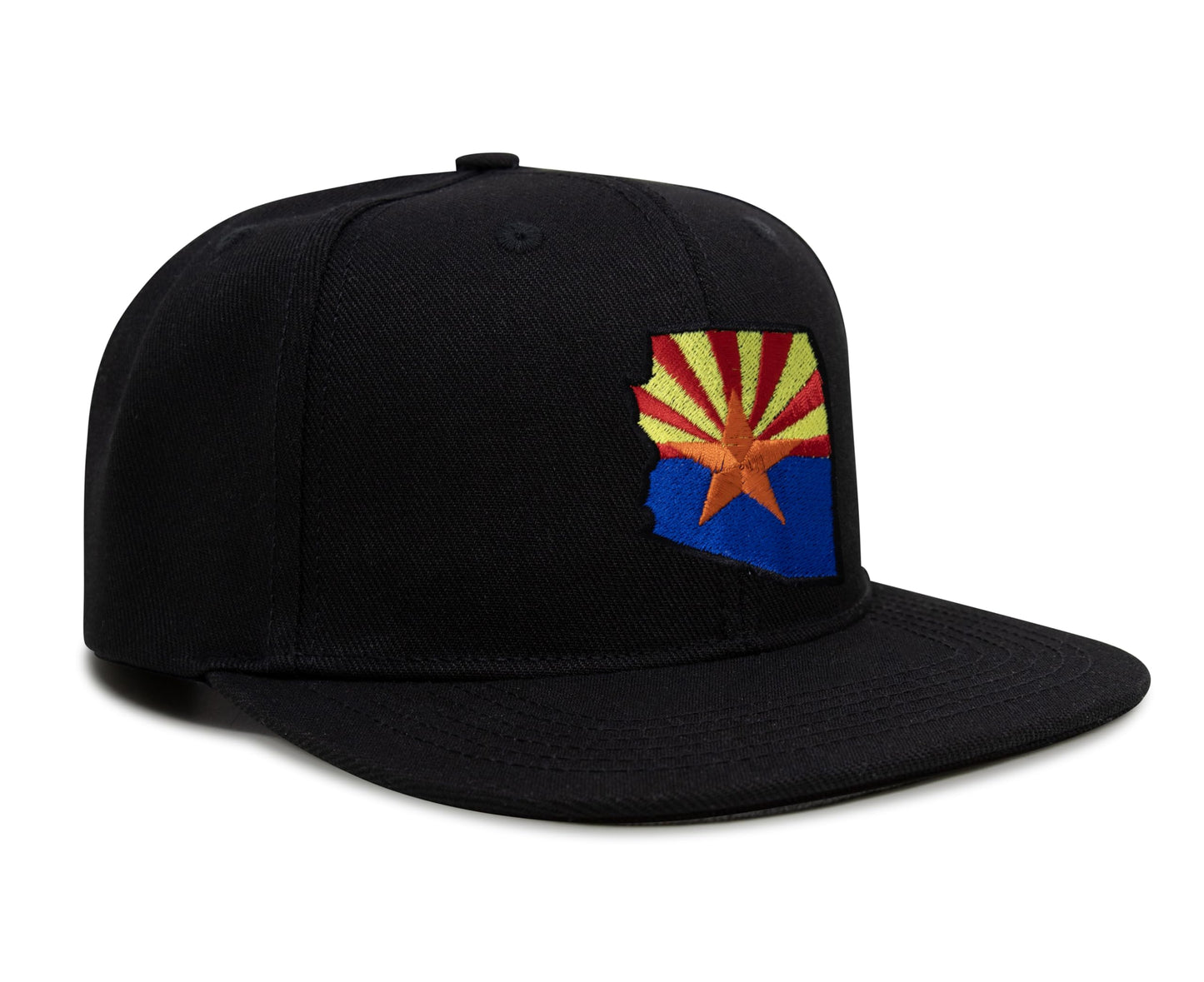 International Tie Stateline Flag Hat for Men and Women - Snapback Trucker Baseball Cap (Arizona, Black Flatbill)