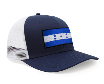 International Tie Honduras Flag Hat for Men and Women - Adjustable Snapback Trucker Baseball Cap (Navy White)