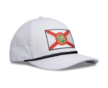 Performance Golf Hat – Adjustable Snapback Trucker Baseball Cap for Men & Women - Jetset Series (Florida, Arctic White)