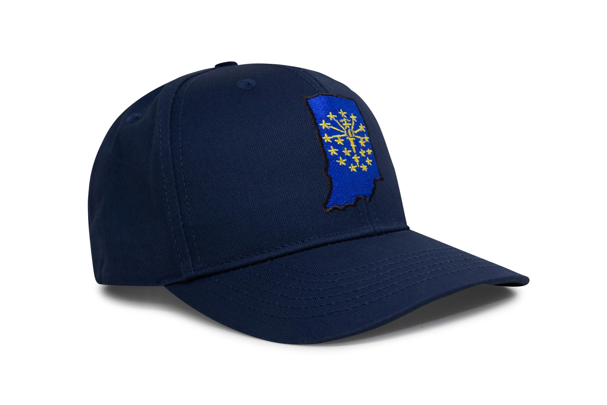 International Tie Stateline Flag Hat for Men and Women - Snapback Trucker Baseball Cap (Indiana, All Navy) - International Tie