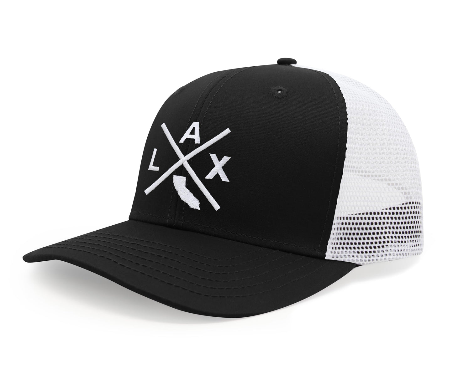 International Tie Los Angeles International Airport LAX Hat for Men and Women - Snapback Trucker Baseball Cap (Black/White)