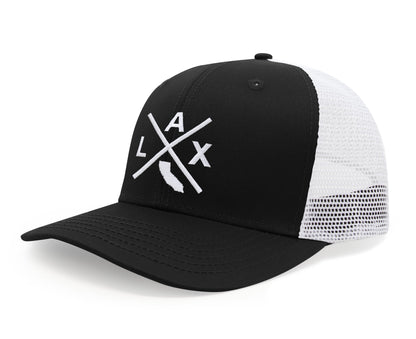 International Tie Los Angeles International Airport LAX Hat for Men and Women - Snapback Trucker Baseball Cap (Black/White)