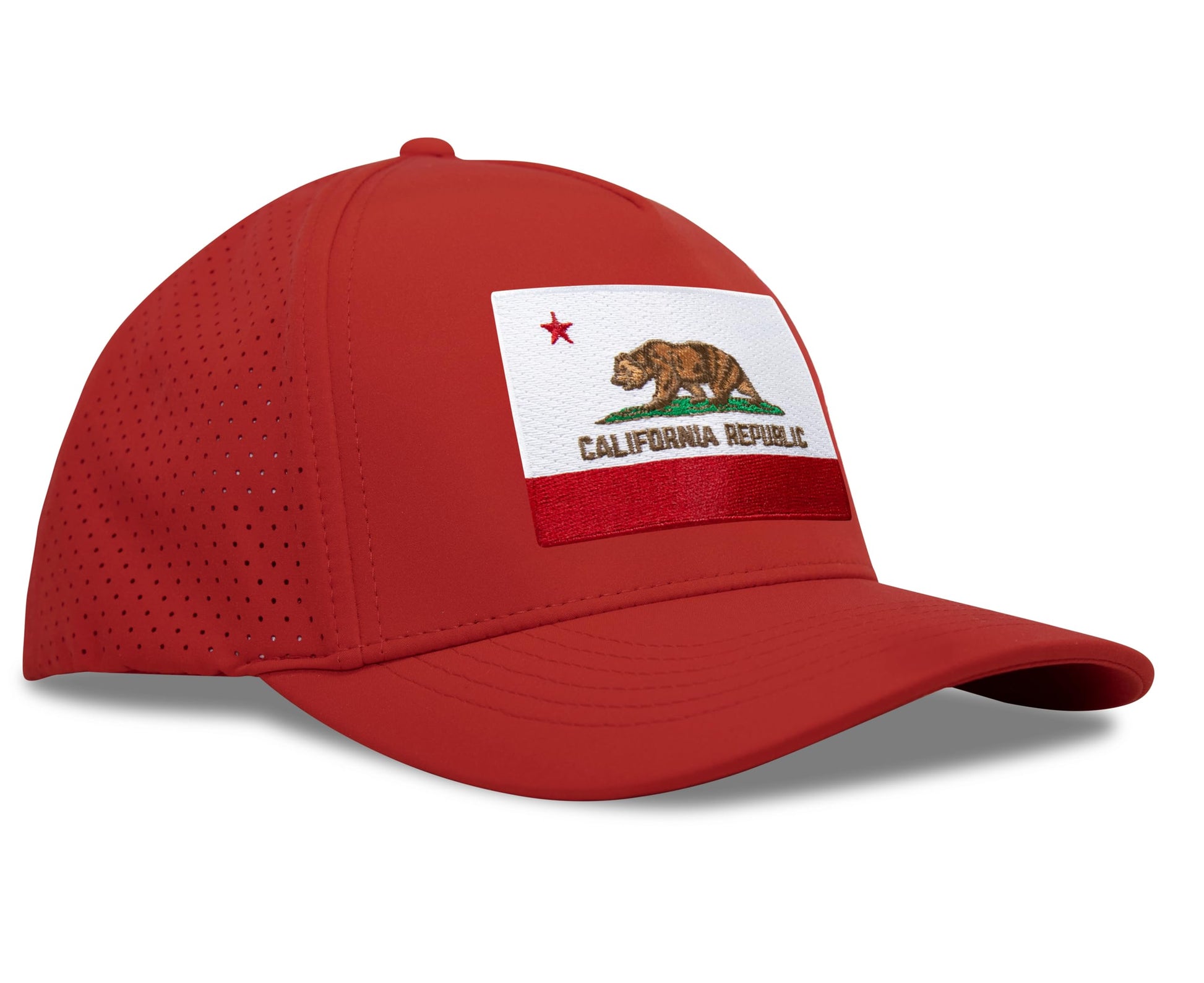 Performance Golf Hat – Adjustable Snapback Trucker Baseball Cap for Men & Women - Jetset Series (California, Red Rosso) - International Tie