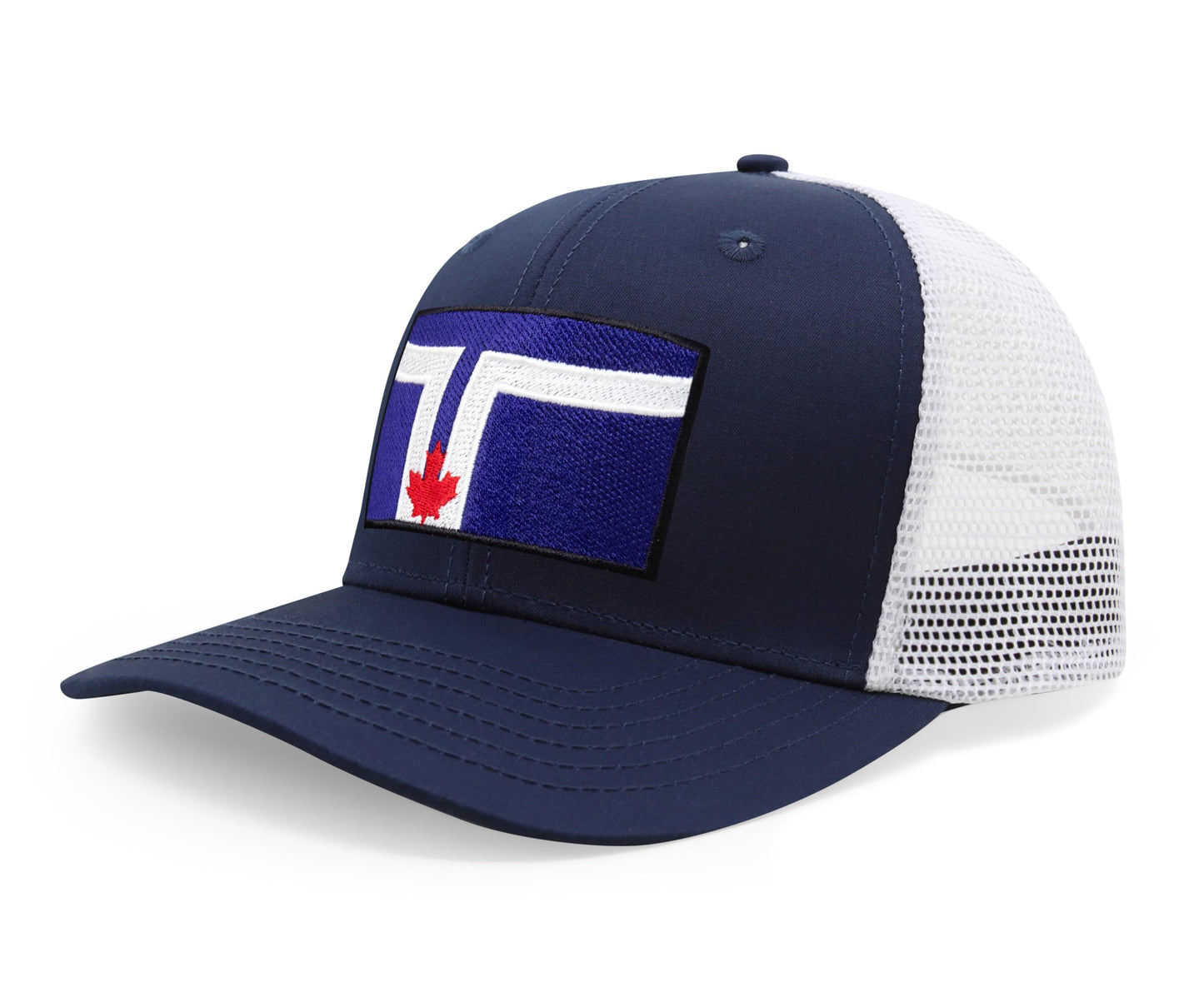 International Tie City Hat for Men and Women, Adjustable Snapback Trucker Baseball Cap with Embroidered Patch (Toronto, Navy White) - International Tie