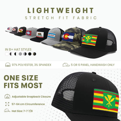 International Tie Kanaka Maoli Hat for Men and Women - Snapback Trucker Baseball Cap (All Black)