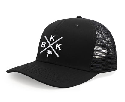 International Tie Bangkok BKK Hat for Men and Women - Snapback Trucker Baseball Cap (All Black)
