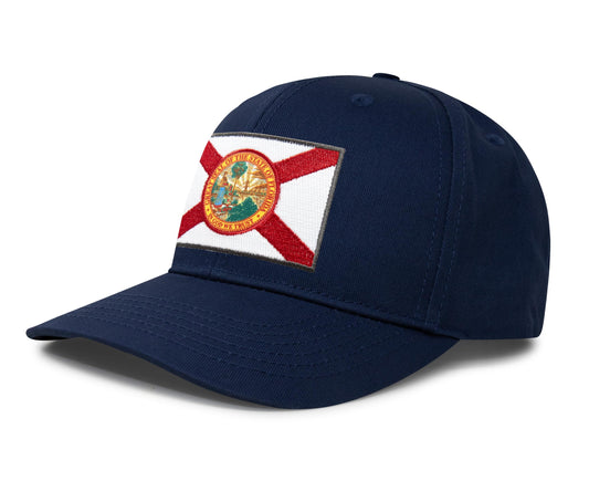 International Tie Florida Flag Hat for Men and Women – Snapback Trucker Baseball Cap (All Navy)