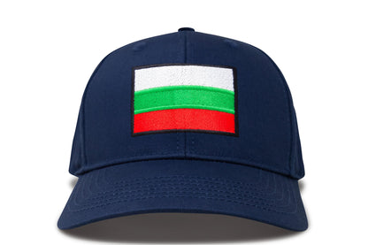 International Tie Country Hat for Men and Women, Adjustable Snapback Trucker Baseball Cap with Embroidered Patch (Bulgaria, All Navy)