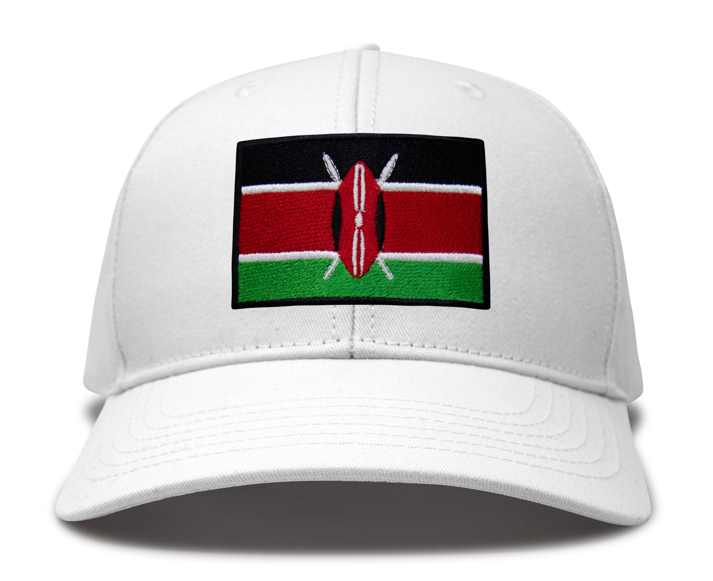 International Tie Kenya Flag Hat for Men and Women - Adjustable Snapback Trucker Baseball Cap (All White)