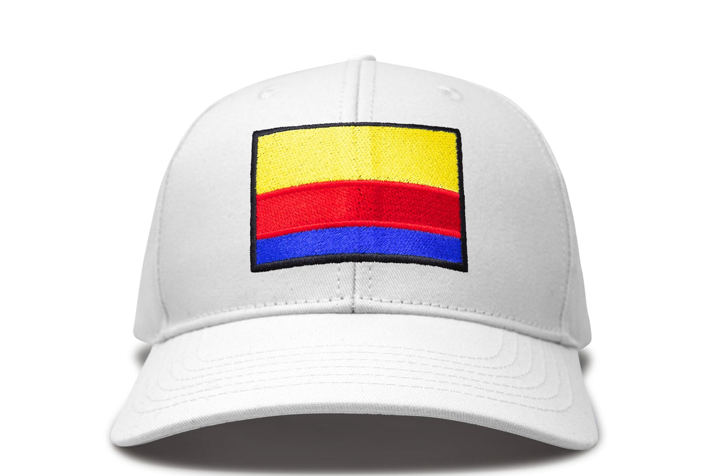 International Tie Country Hat for Men and Women, Adjustable Snapback Trucker Baseball Cap with Embroidered Patch (Colombia, All White)