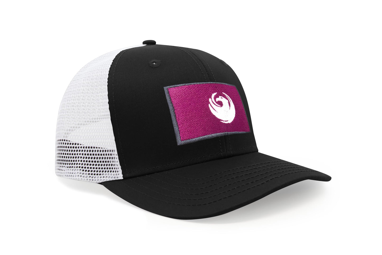 International Tie City Hat for Men and Women, Adjustable Snapback Trucker Baseball Cap with Embroidered Patch (Phoenix, Black White)