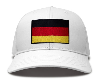 International Tie Germany Flag Hat for Men and Women - Adjustable Snapback Trucker Baseball Cap (All White)