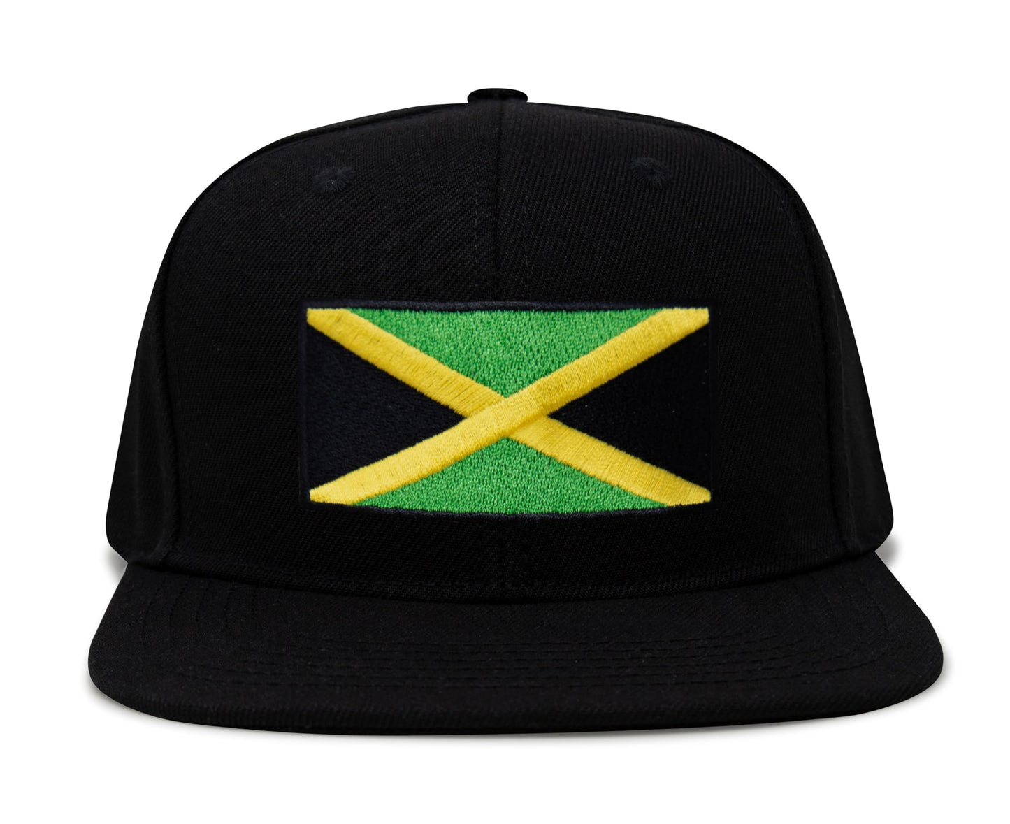 International Tie Jamaican Flag Hat for Men and Women - Jamaica Snapback Trucker Baseball Cap (Black Flatbill)