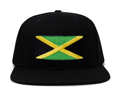 International Tie Jamaican Flag Hat for Men and Women - Jamaica Snapback Trucker Baseball Cap (Black Flatbill)