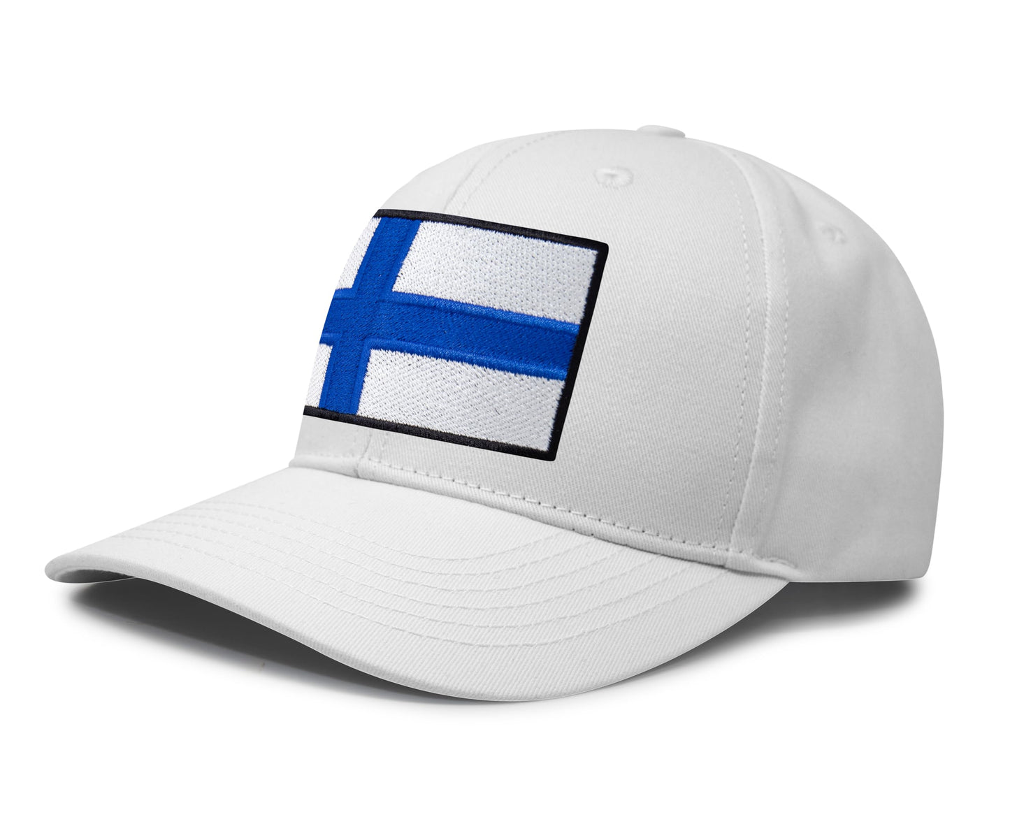 International Tie Finland Flag Hat for Men and Women - Adjustable Snapback Trucker Baseball Cap (All White)
