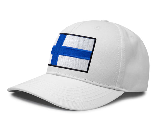 International Tie Finland Flag Hat for Men and Women - Adjustable Snapback Trucker Baseball Cap (All White)