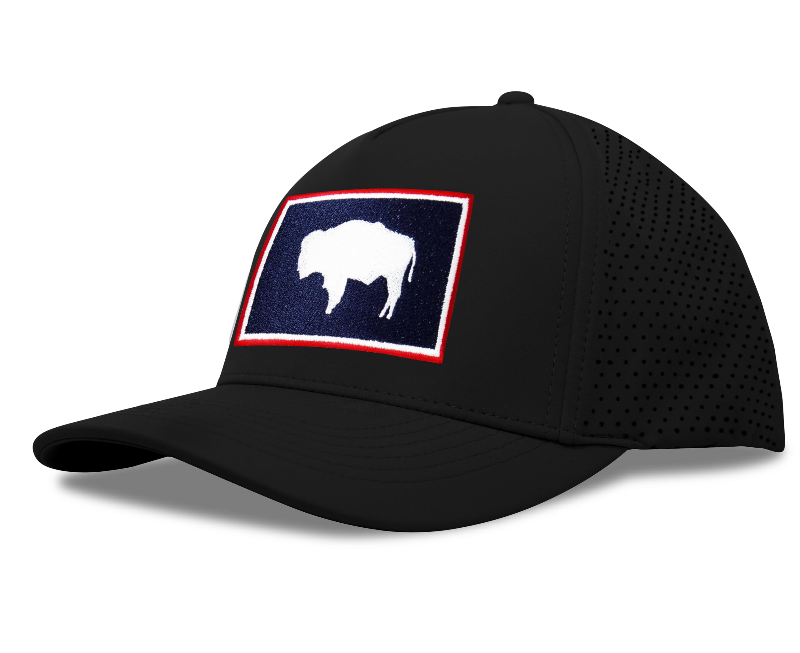 Performance Golf Hat – Adjustable Snapback Trucker Baseball Cap for Men & Women - Jetset Series (Wyoming, Midnight Black)
