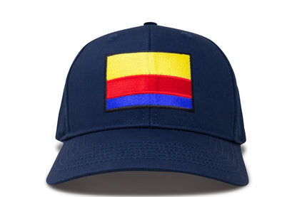 International Tie Country Hat for Men and Women, Adjustable Snapback Trucker Baseball Cap with Embroidered Patch (Colombia, All Navy)