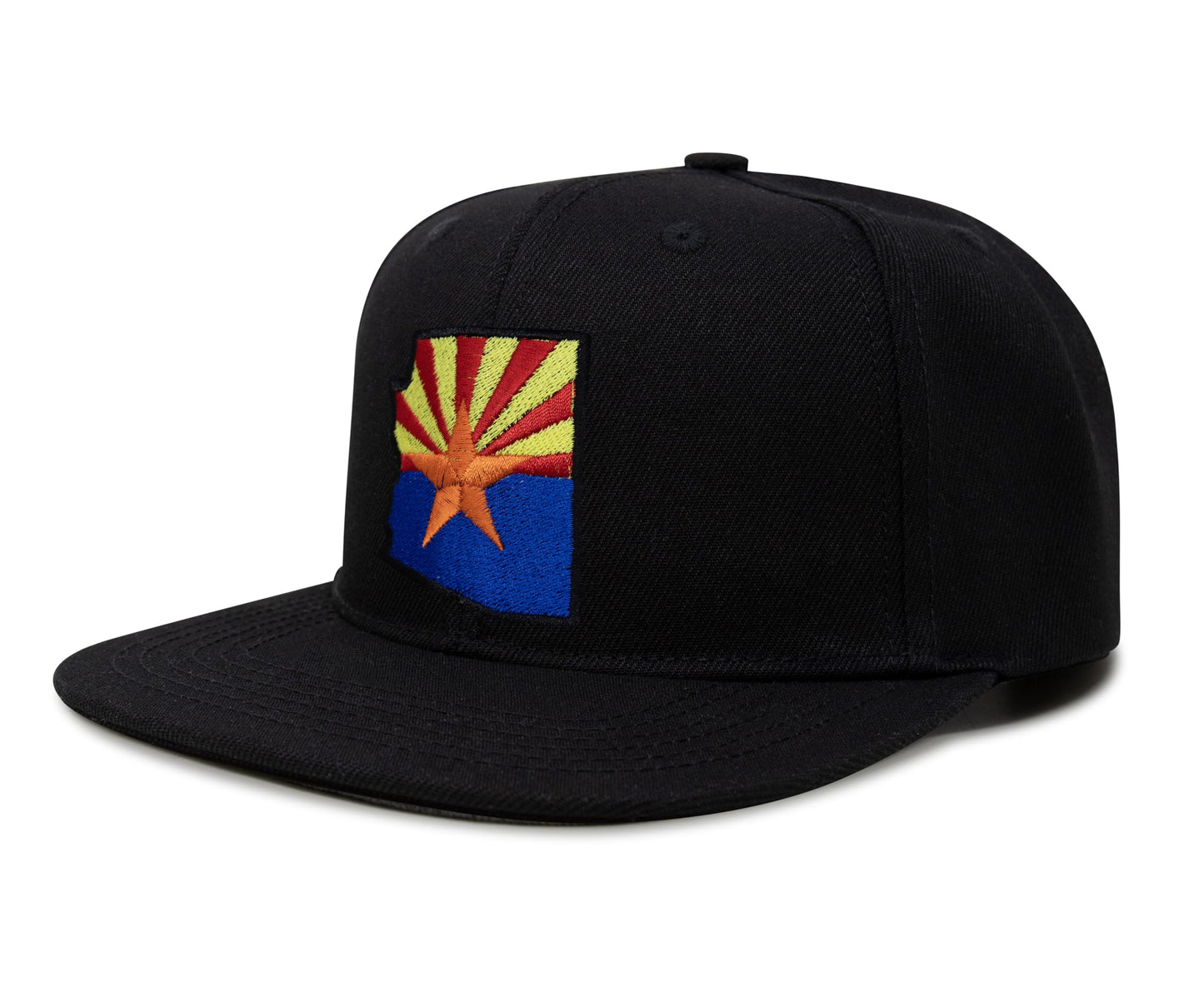 International Tie Stateline Flag Hat for Men and Women - Snapback Trucker Baseball Cap (Arizona, Black Flatbill)