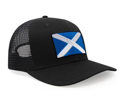 International Tie Scotland Hat for Men and Women - Snapback Trucker Baseball Cap (All Black)