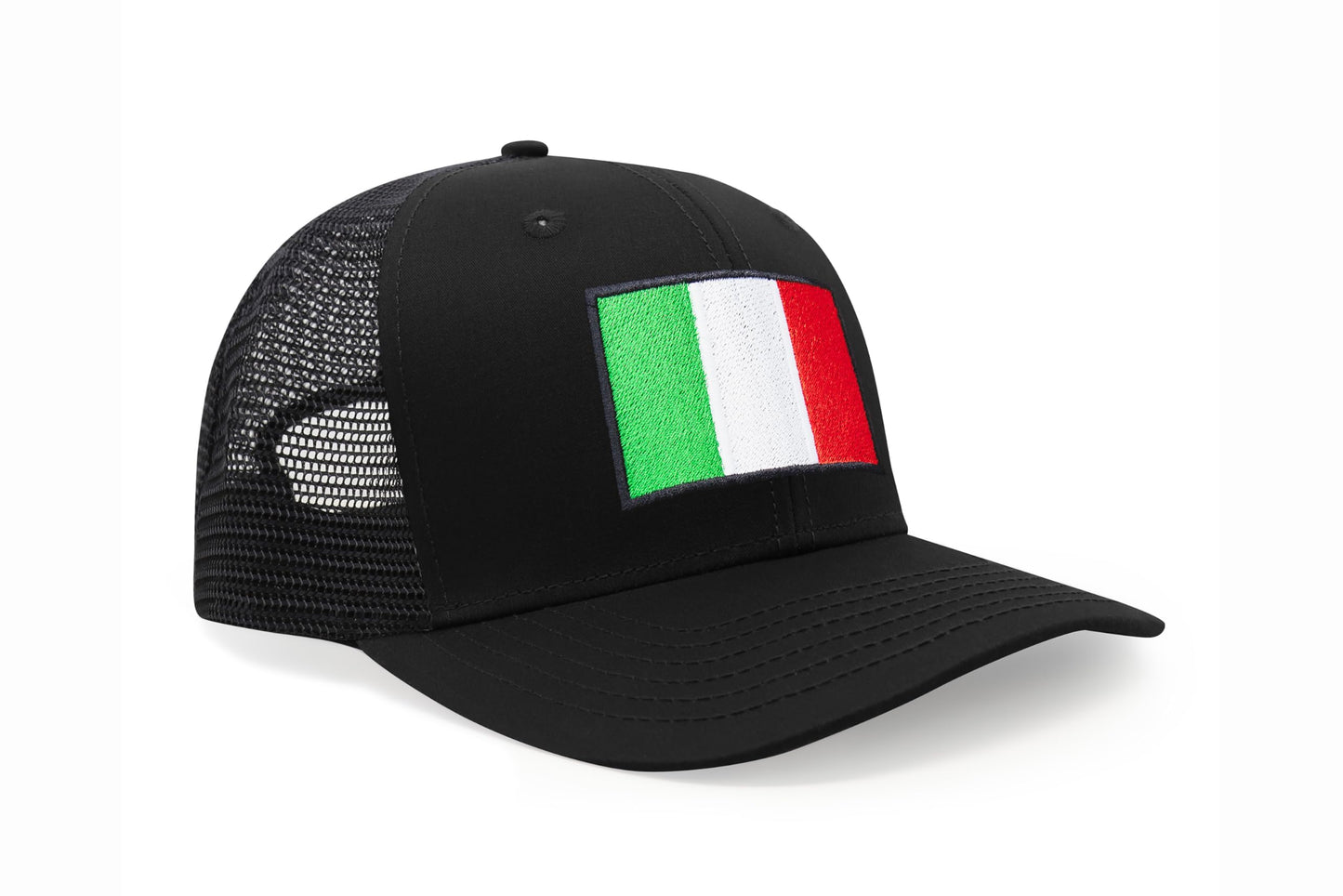 International Tie Country Hat for Men and Women, Adjustable Snapback Trucker Baseball Cap with Embroidered Patch (Italy, All Black)