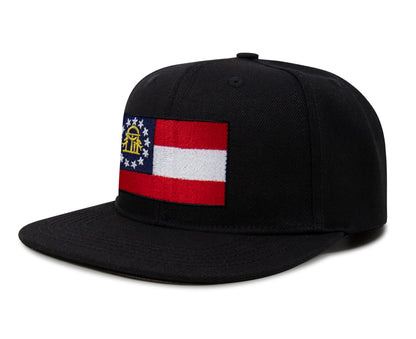Georgia Flag Hat for Men and Women – Snapback Trucker Baseball Cap by International Tie (Black Flatbill)