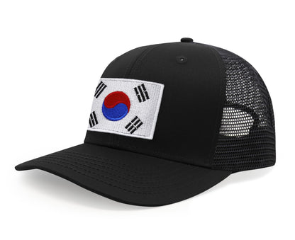 Premium South Korea Flag Hat for Men and Women - Snapback Trucker Baseball Cap (All Black)