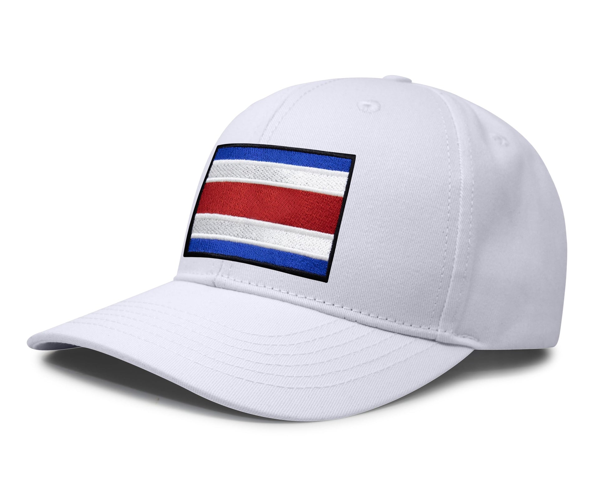 International Tie Country Hat for Men and Women, Adjustable Snapback Trucker Baseball Cap with Embroidered Patch (Costa rica, All White) - International Tie