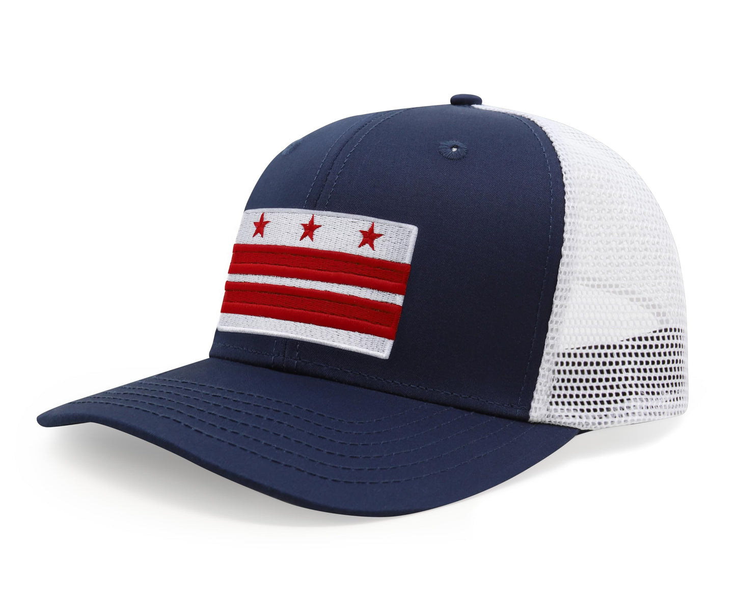 International Tie Premium Washington DC Flag Hat for Men and Women - Snapback Trucker Baseball Cap (Navy White)