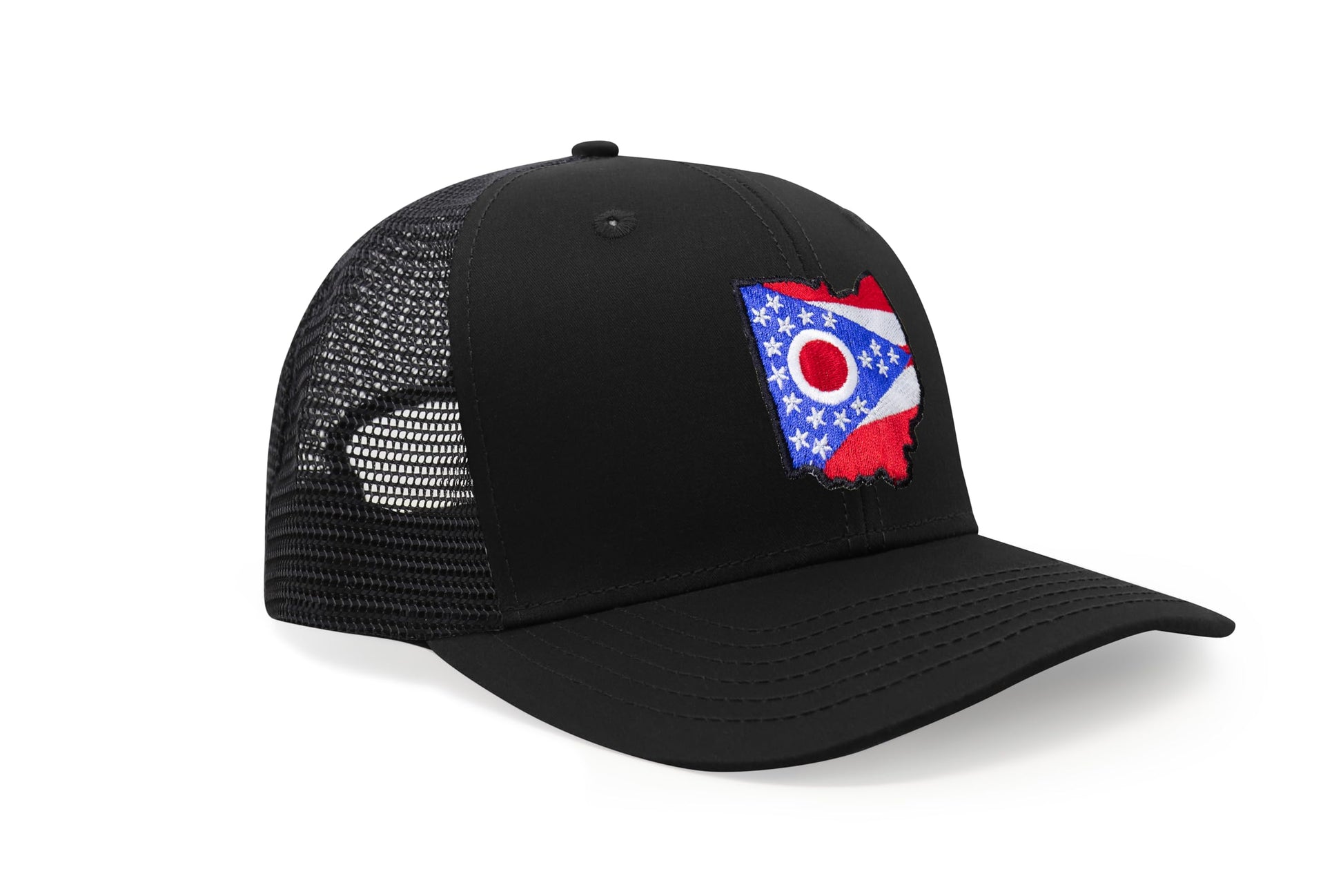 International Tie Stateline Flag Hat for Men and Women - Snapback Trucker Baseball Cap (Ohio, All Black) - International Tie