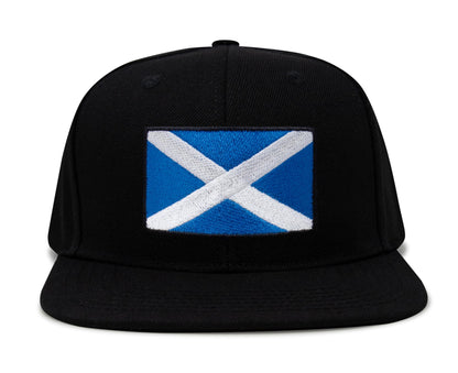 Scottish Flag Hat for Men and Women – Snapback Trucker Baseball Cap by International Tie (Black Flatbill)