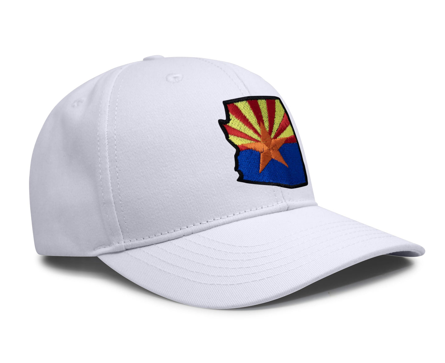 International Tie Stateline Flag Hat for Men and Women - Snapback Trucker Baseball Cap (Arizona, All White)