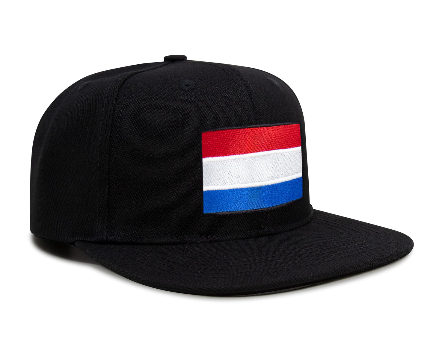 International Tie Netherlands Flag Hat for Men and Women - Adjustable Snapback Trucker Baseball Cap (Black Flatbill)