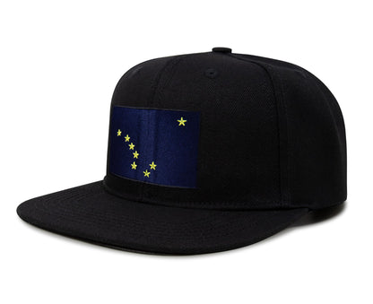 International Tie Premium Alaska Flag Hat for Men and Women - Snapback Trucker Baseball Cap (Black Flatbill)