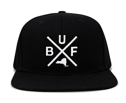 International Tie Texas Hat for Men and Women, BUF Snapback Trucker Baseball Cap, Embroidered Cross Logo (Black Flatbill)