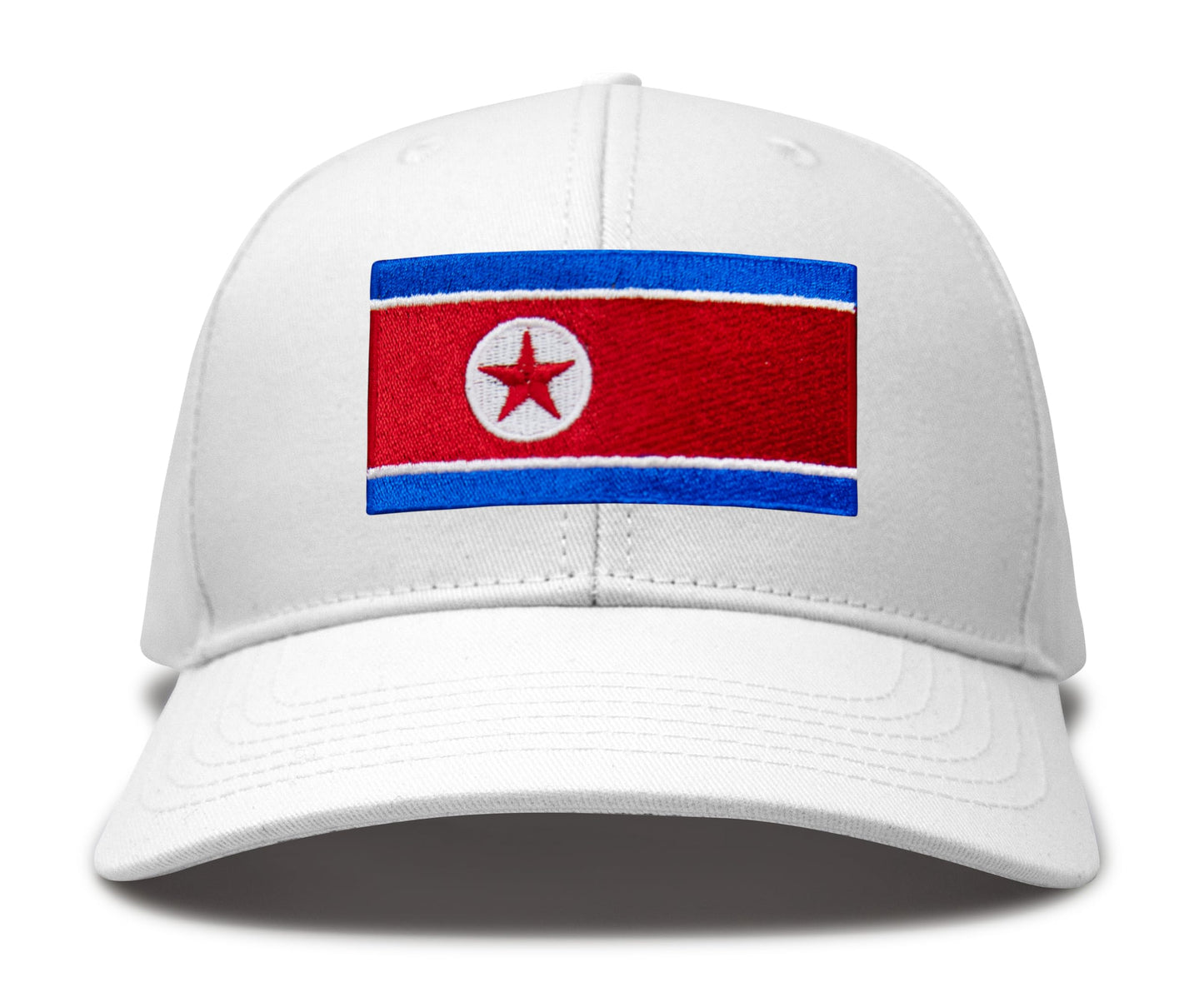 International Tie North Korea Flag Hat for Men and Women - Adjustable Snapback Trucker Baseball Cap (All White)
