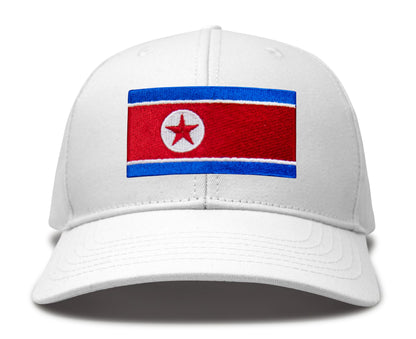 International Tie North Korea Flag Hat for Men and Women - Adjustable Snapback Trucker Baseball Cap (All White)