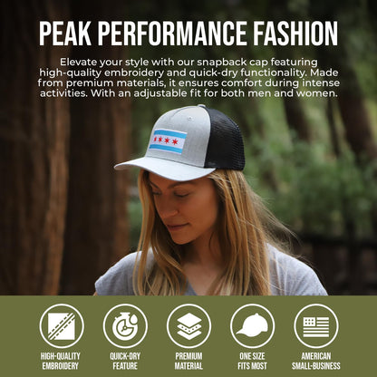 International Tie Milwaukee People’s Flag Hat for Men and Women – Snapback Trucker Baseball Cap (Grey Black)