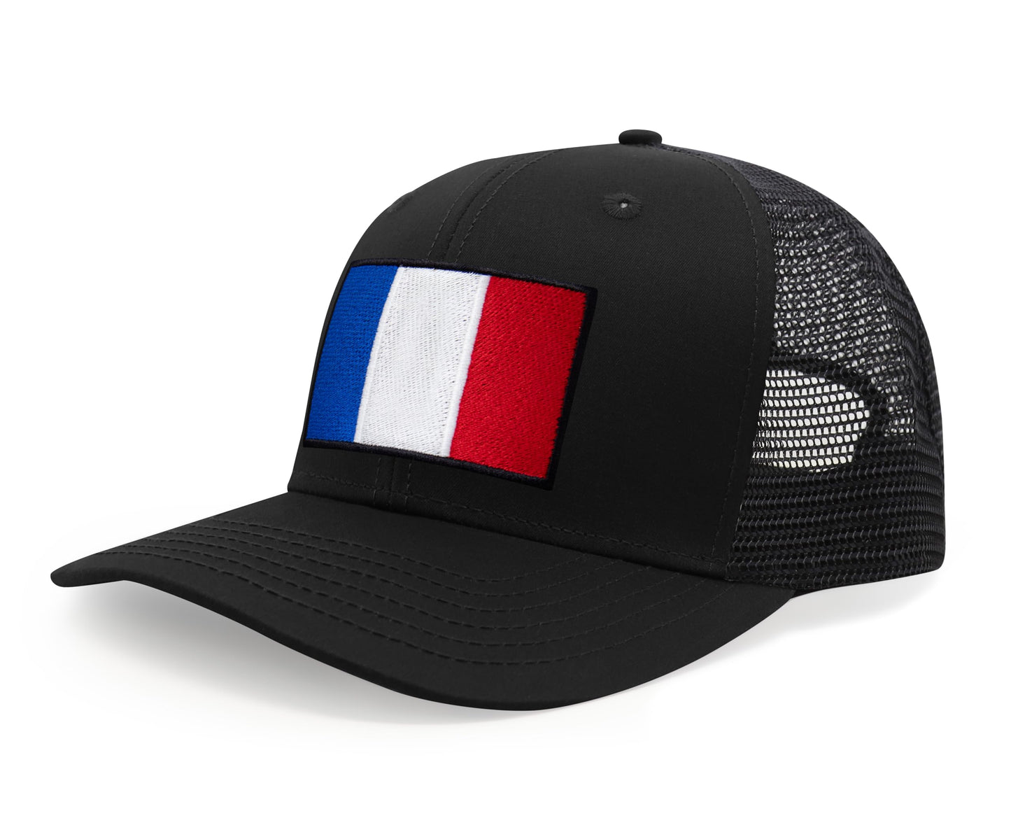 International Tie French Flag Hat for Men and Women - France Snapback Trucker Baseball Cap (All Black)