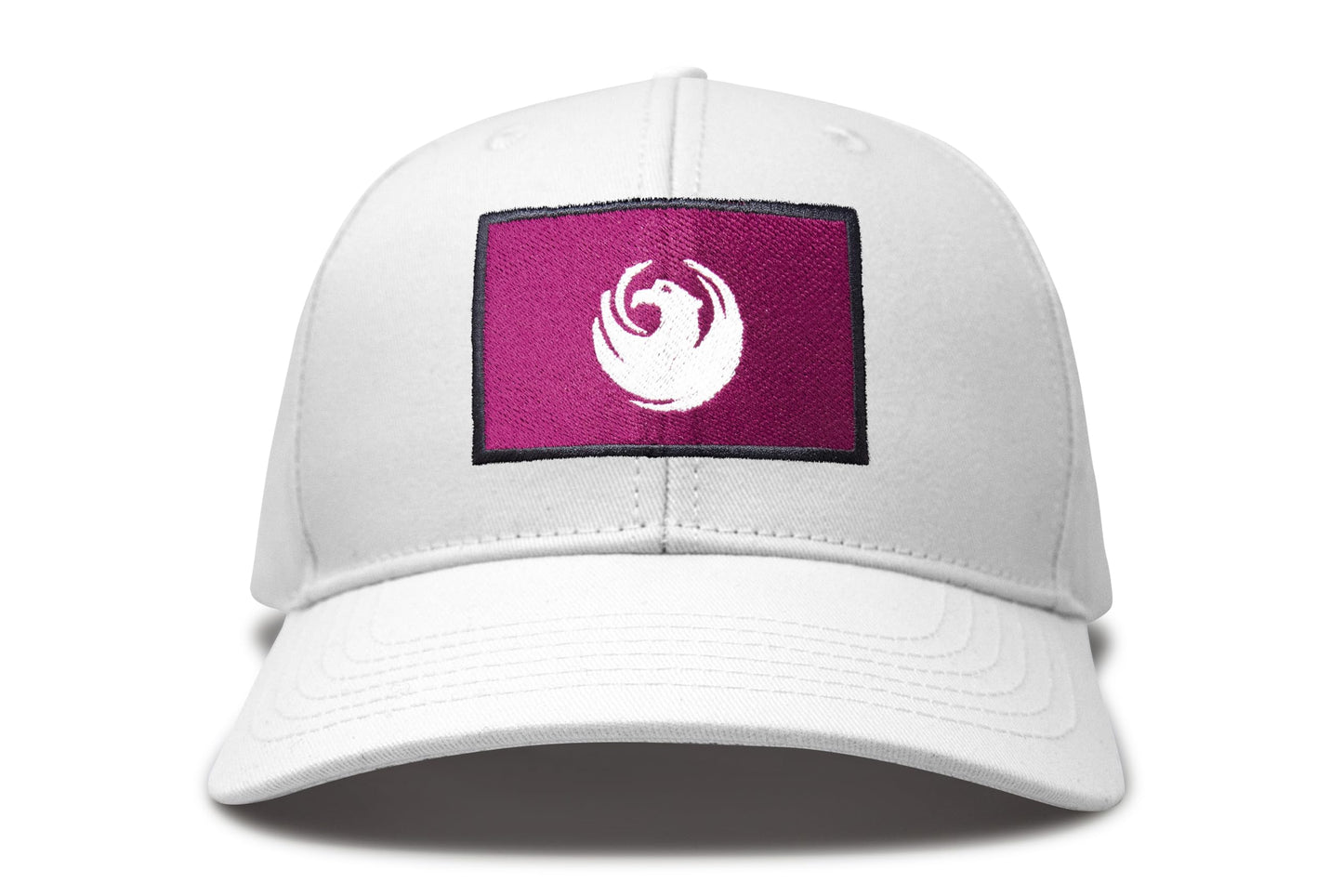 International Tie City Hat for Men and Women, Adjustable Snapback Trucker Baseball Cap with Embroidered Patch (Phoenix, All White)