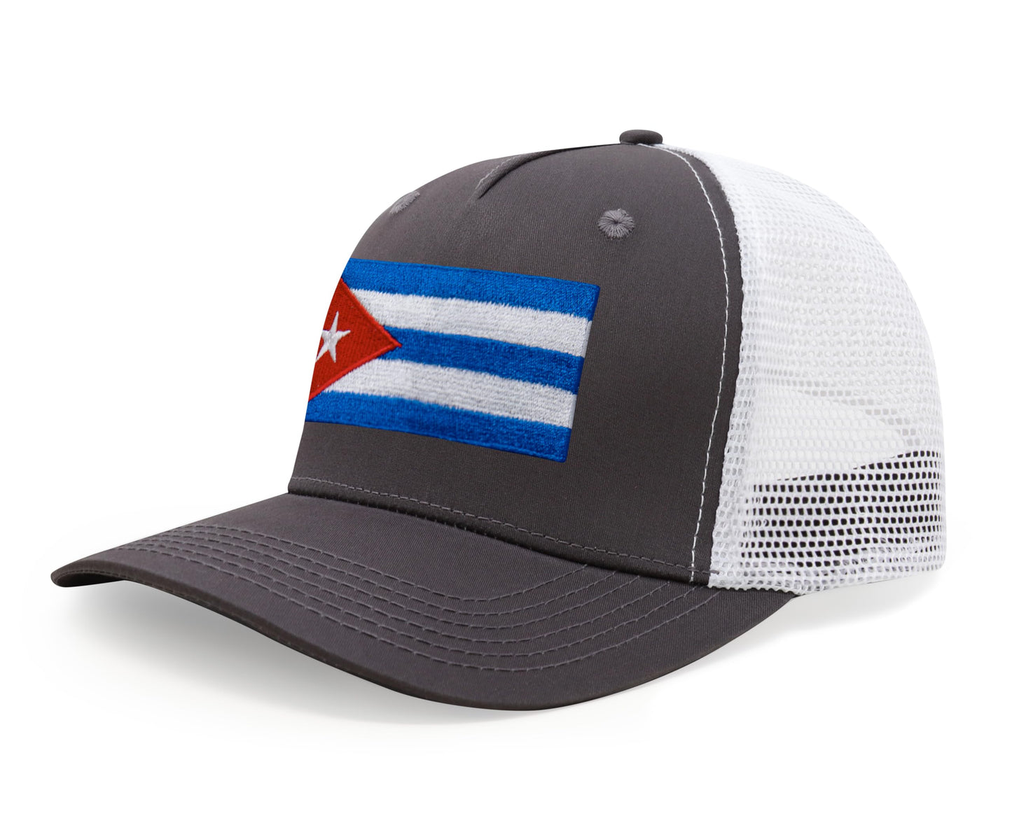 International Tie Country Hat for Men and Women, Adjustable Snapback Trucker Baseball Cap with Embroidered Patch (Cuba, Grey White) - International Tie