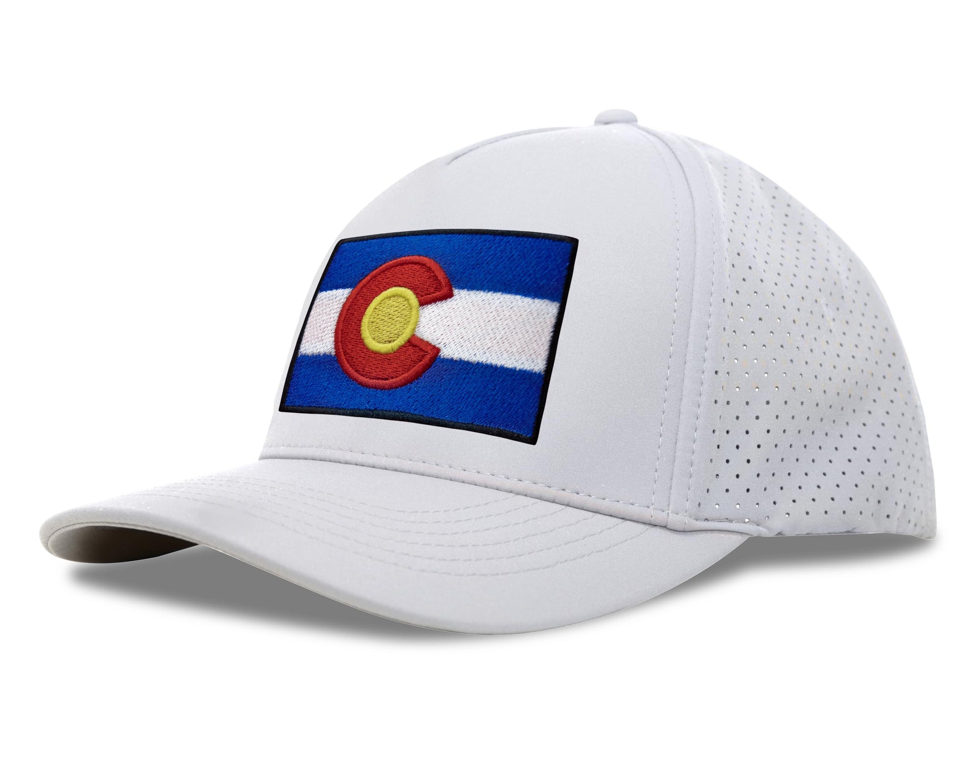 Performance Golf Hat – Adjustable Snapback Trucker Baseball Cap for Men & Women - Jetset Series (Colorado, Arctic White) - International Tie