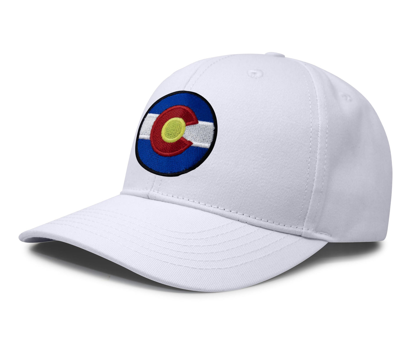 International Tie Stateline Flag Hat for Men and Women - Snapback Trucker Baseball Cap (Colorado, All White)