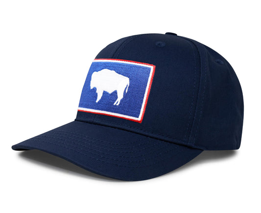 International Tie Wyoming Flag Hat for Men and Women - Snapback Trucker Baseball Cap (All Navy)