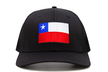 International Tie Country Hat for Men and Women, Adjustable Snapback Trucker Baseball Cap with Embroidered Patch (Chile, All Black)