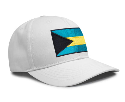 Bahamas Flag Hat for Men and Women – Adjustable Bahamian Snapback Baseball Cap by International Tie (All White)