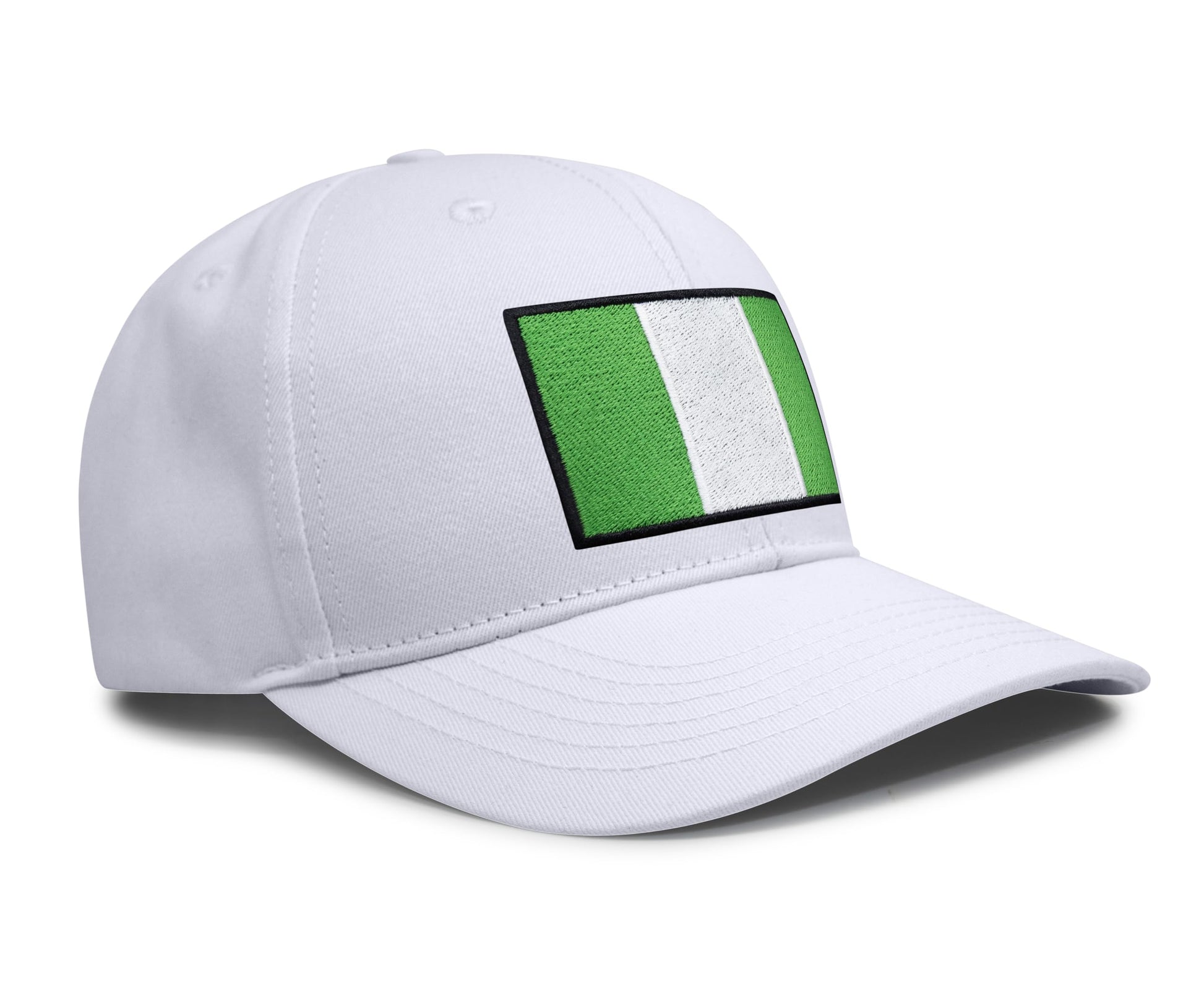International Tie Country Hat for Men and Women, Adjustable Snapback Trucker Baseball Cap with Embroidered Patch (Nigeria, All White) - International Tie