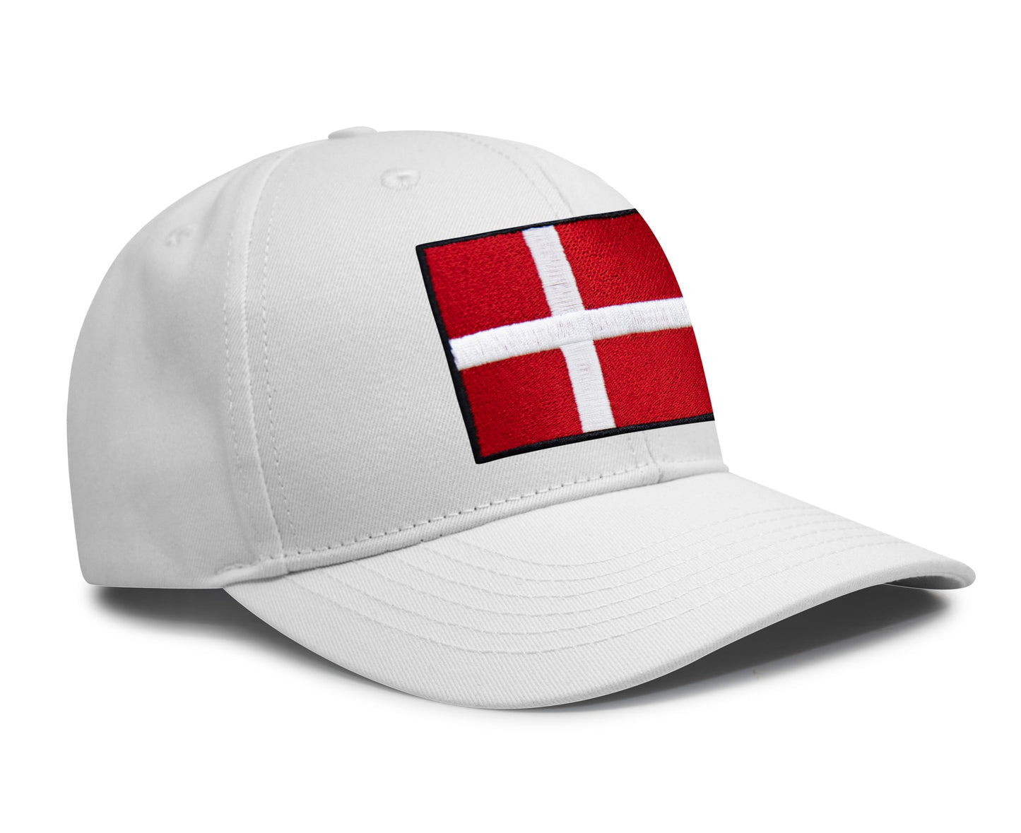 Denmark Flag Hat for Men and Women – Adjustable Snapback Baseball Cap by International Tie (All White)