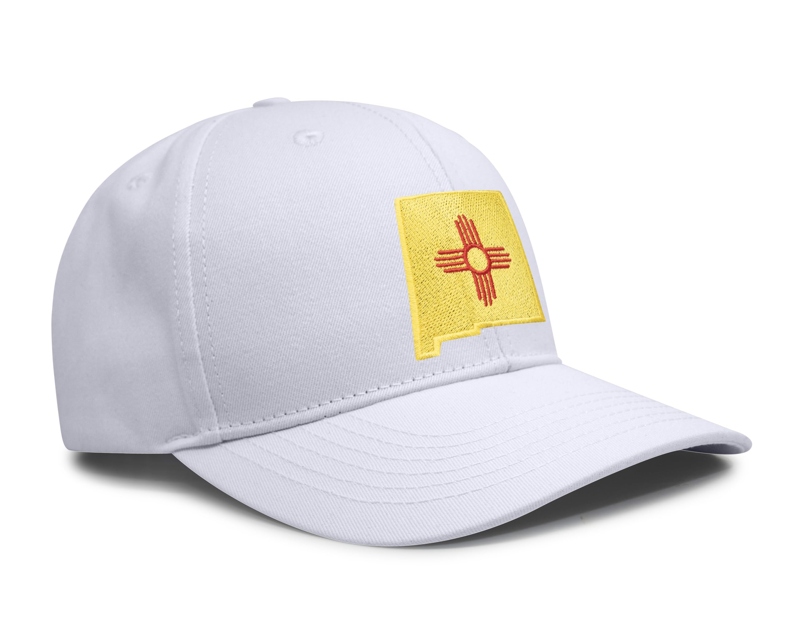 International Tie Stateline Flag Hat for Men and Women - Snapback Trucker Baseball Cap (New Mexico, All White)