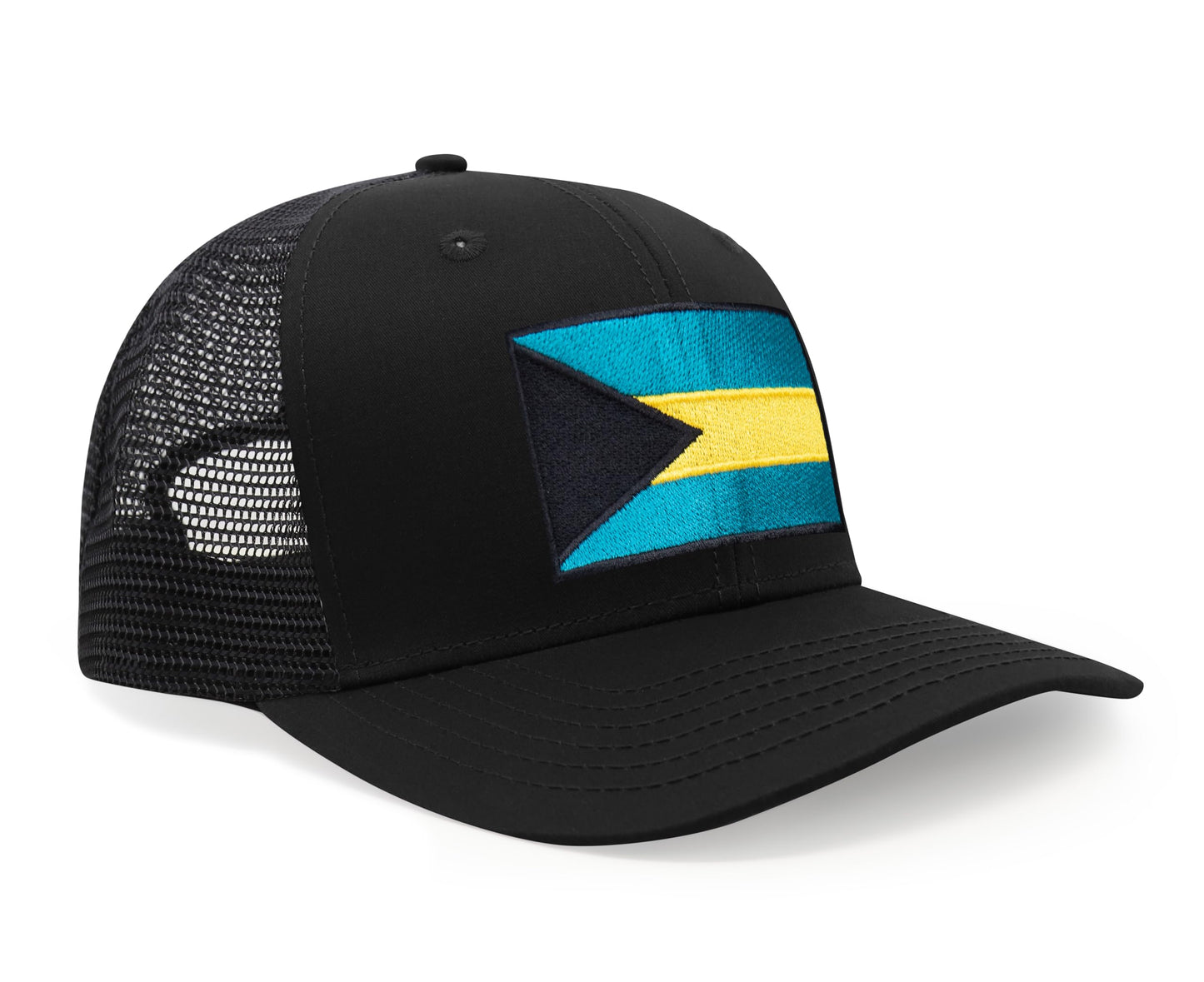 Bahamas Flag Hat for Men and Women – Adjustable Bahamian Snapback Baseball Cap by International Tie (All Black)